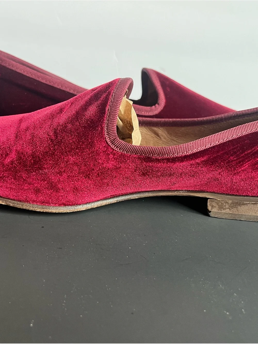 Del Toro Velvet Slip-On Loafers Oxblood Red